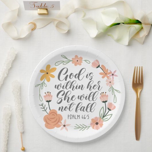 Psalm 46:5 Gott ist in ihr, sie wird nicht fallen Pappteller (Hochzeit)