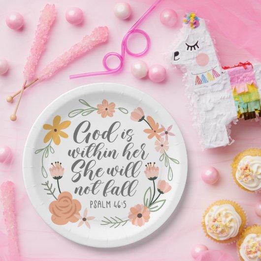 Psalm 46:5 Gott ist in ihr, sie wird nicht fallen Pappteller (Party)