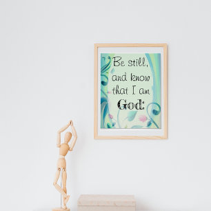 Psalm 46 Sei Still Und Erkenne Rosa Floral Poster