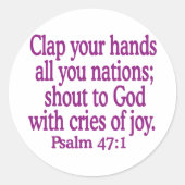 Psalm-47-1 Runder Aufkleber (Vorderseite)