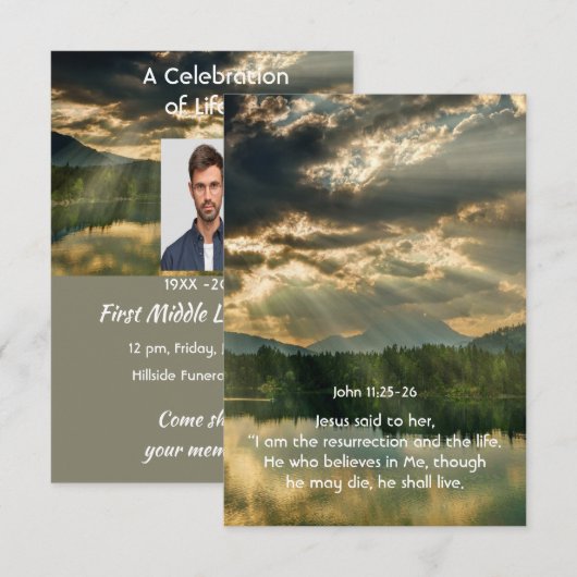 Psalm 48:14 Scripture Celebration of Life Service Einladung (Vorne/Hinten)