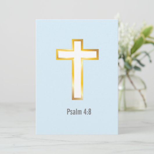 Psalm 4:8 Bibel Verse mit Cross Card Gold Foil (Stehend Vorderseite)