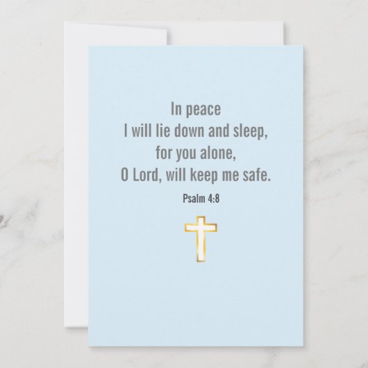 Psalm 4:8 Bibel Verse mit Cross Card Gold Foil (Rückseite)