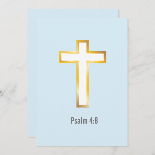 Psalm 4:8 Bibel Verse mit Cross Card Gold Foil (Vorne/Hinten)