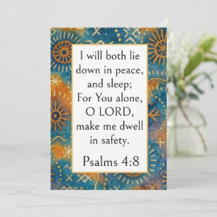 Psalm 4:8 Bibelvers, Afrobohemian Adire Stoff Karte