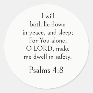 Psalm 4:8 Bibelvers, Friedlicher Schlaf Schrift Runder Aufkleber
