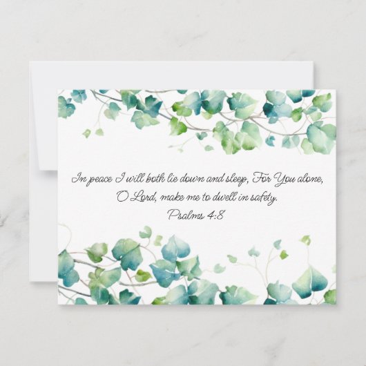 Psalm 4:8 English Burmese Ivy White Note Card Mitteilungskarte (Vorderseite)