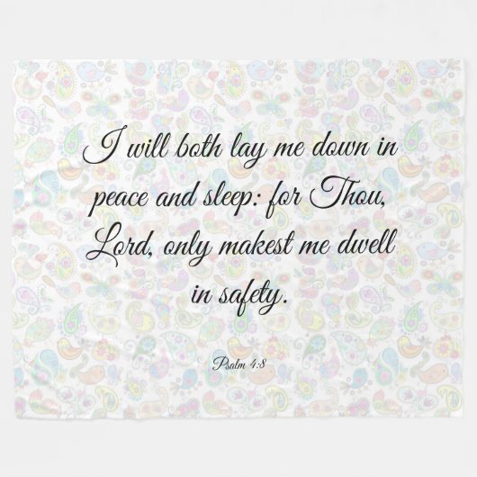 Psalm 4:8 Fleecedecke (Vorderseite (Horizontal))