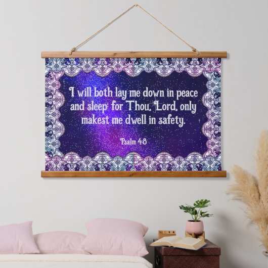 Psalm 4:8 wandteppich mit holzrahmen (Schlafzimmer)