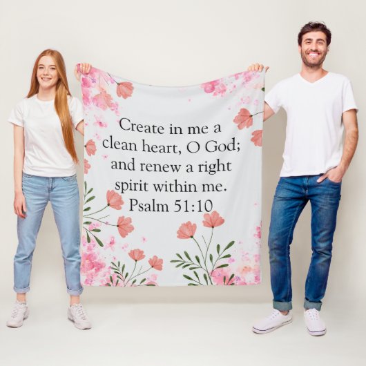 Psalm 51:10 Christlich in Me Pink, floral Fleecedecke (Beispiel)