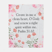 Psalm 51:10 Christlich in Me Pink, floral Fleecedecke (Vorderseite)
