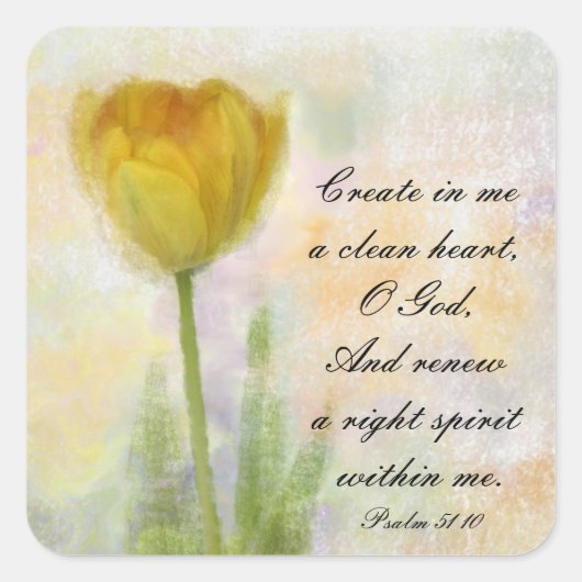 Psalm 51:10 Create in me a clean heart O God Quadratischer Aufkleber (Vorderseite)