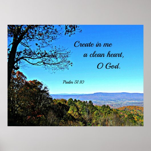 Psalm 51:10 Erstelle mir ein sauberes Herz. Poster (Vorne)
