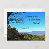 Psalm 51:10 Erstelle mir ein sauberes Herz. Postkarte (Vorne/Hinten)