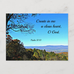 Psalm 51:10 Erstelle mir ein sauberes Herz. Postkarte