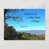 Psalm 51:10 Erstelle mir ein sauberes Herz. Postkarte (Vorderseite)