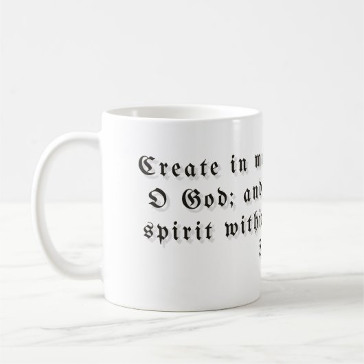 Psalm 51:10 Geschenktasse Kaffeetasse (Links)