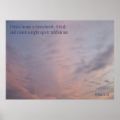 Psalm 51:10 Poster Pink Clouds on Blue Sky (Vorne)