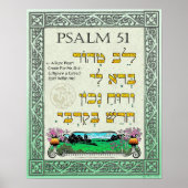 Psalm 51:12 ~ Hebräisch, Englisch und Transliterat Poster (Vorne)