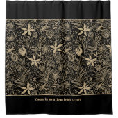 Psalm 51 Anpassbare Pale Gold Floral Black Duschvorhang (Vorderseite)