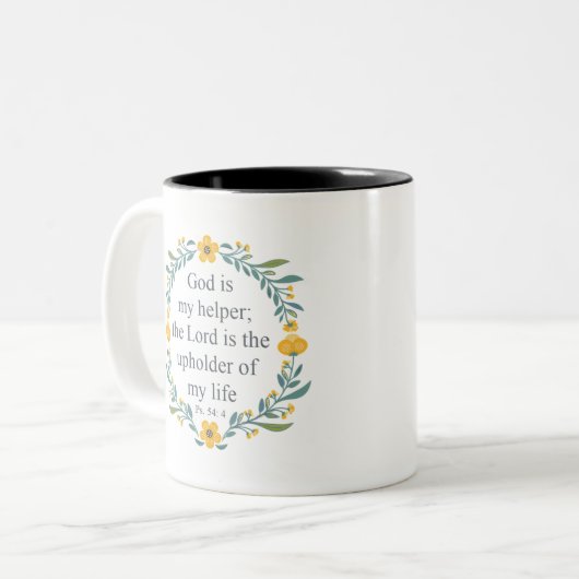 Psalm 54:4 zweifarbige tasse (Vorderseite Links)
