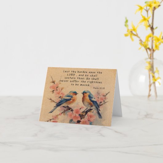 Psalm 55:22 Grußkarte Karte (Gelbe Blume)