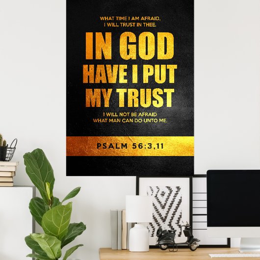 Psalm 56:3,11 Bibelverse Poster (Heimbüro)