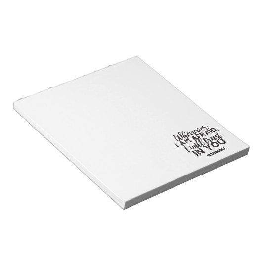 Psalm 56:3 Bibelverse Kunst "Ich werde dir vertrau Notizblock (angewinkelt)