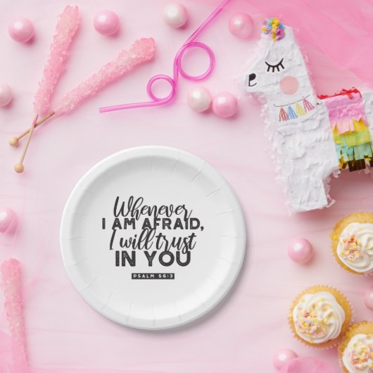 Psalm 56:3 Bibelverse Kunst "Ich werde dir vertrau Pappteller (Party)
