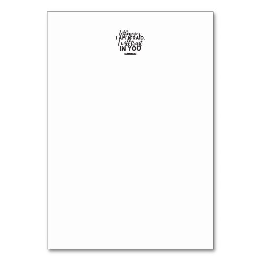 Psalm 56:3 Bibelverse Kunst "Ich werde dir vertrau Tischnummer (Rückseite)