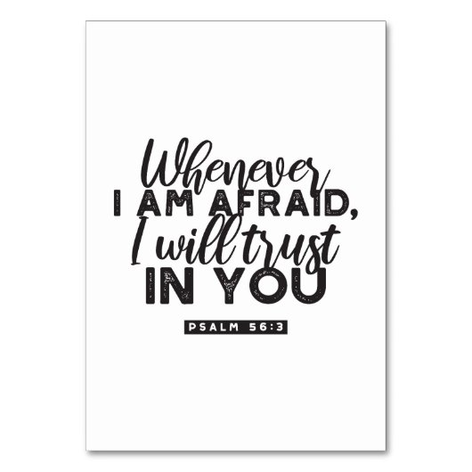 Psalm 56:3 Bibelverse Kunst "Ich werde dir vertrau Tischnummer (Vorderseite)