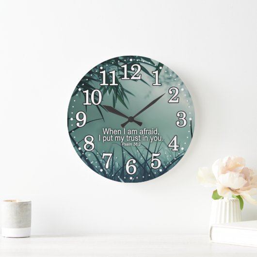 Psalm 56:3 Ich vertraue auf Ihr Bibelverse-Zitat Große Wanduhr (Zuhause)