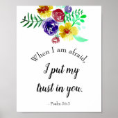 Psalm 56:3 Wenn ich fürchte, Bibel Verse Wasserfar Poster (Vorne)