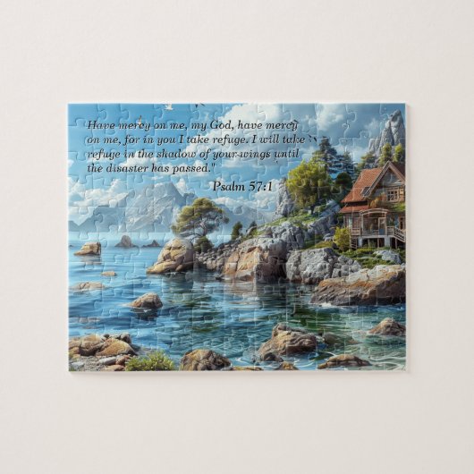 Psalm 57:1 Puzzle | Küstenrückstand mit Schrift (Horizontal)