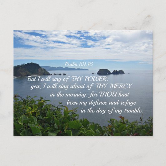 Psalm 59:16 Aber ich werde von deinem Power singen Postkarte (Vorderseite)