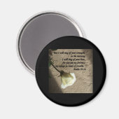 Psalm 59:16 Weiße Rose Magnet (Vorderseite/Rückseite)