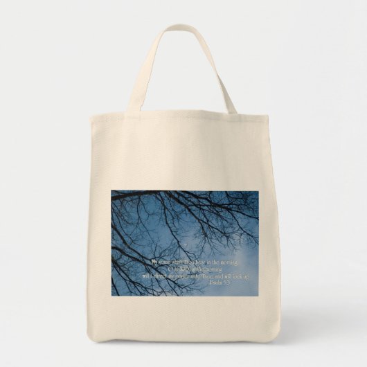 Psalm 5:3 Meine Stimme sollst du morgens hören Tragetasche (Vorne)