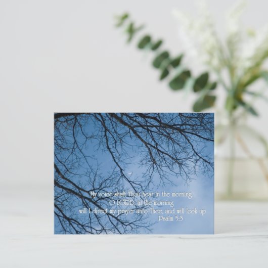 Psalm 5:3 Meine Stimme solltet ihr morgens hören Postkarte (Stehend Vorderseite)
