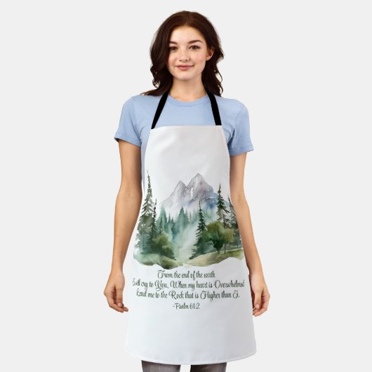 Psalm 61:2 Führe mich zum Rock-Bibelberg Schürze (Getragen)