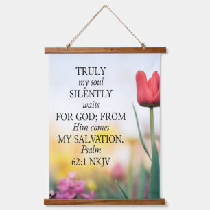 Psalm 62:1 NKJV auf Bildhintergrund Wandteppich Mit Holzrahmen