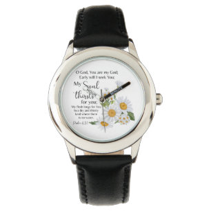 Psalm 63:1 Bibelschrift - Kamille Blume Armbanduhr