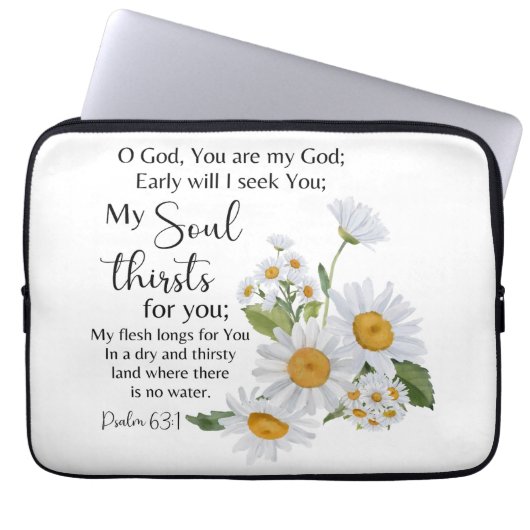 Psalm 63:1 Bibelschrift - Kamille Blume Laptopschutzhülle (Vorderseite)