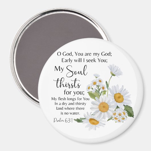 Psalm 63:1 Bibelschrift - Kamille Blume Magnet (Vorderseite/Rückseite)
