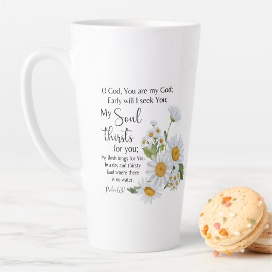 Psalm 63:1 Bibelschrift - Kamille Blume Milchtasse (Beispiel)