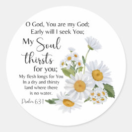 Psalm 63:1 Bibelschrift - Kamille Blume Runder Aufkleber