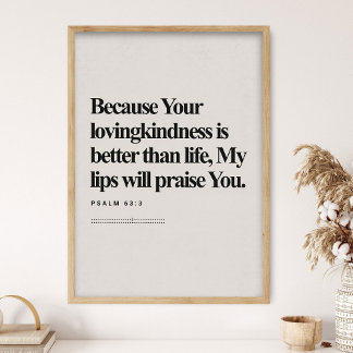 Psalm 63:3, Bibelvers, Moderne Bibel, Schrift  Poster