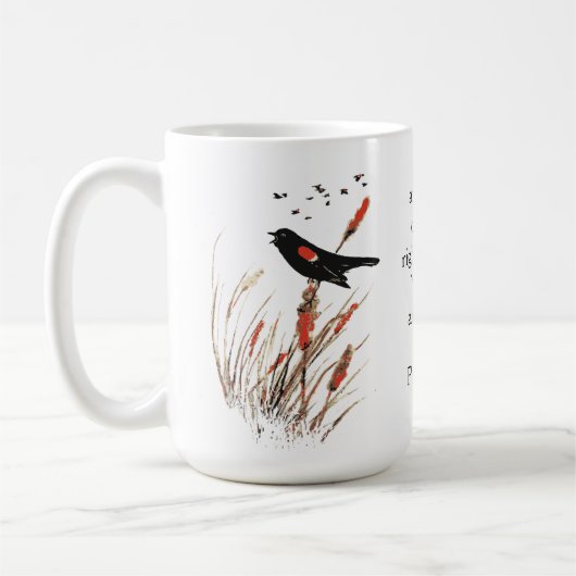 Psalm 65:5 Bibelschrift: Du antwortest auf Blackbi Kaffeetasse (Links)