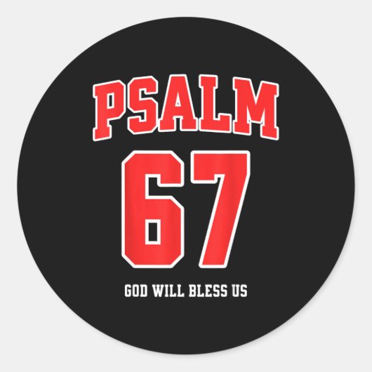 Psalm 67 God Will Bless Us Varsity Number 67 Runder Aufkleber (Vorderseite)