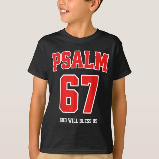 Psalm 67 God Will Bless Us Varsity Number 67 T-Shirt (Vorderseite)