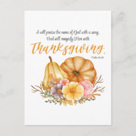 Psalm 69:30 Erntedank Verse Pumpkin Fall Blume Feiertagspostkarte